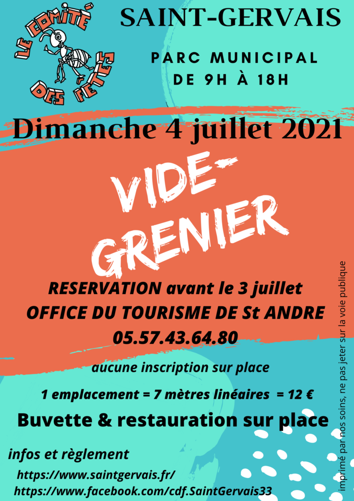 Vide grenier le 4 juillet 2021 - parc municpal St Gervais